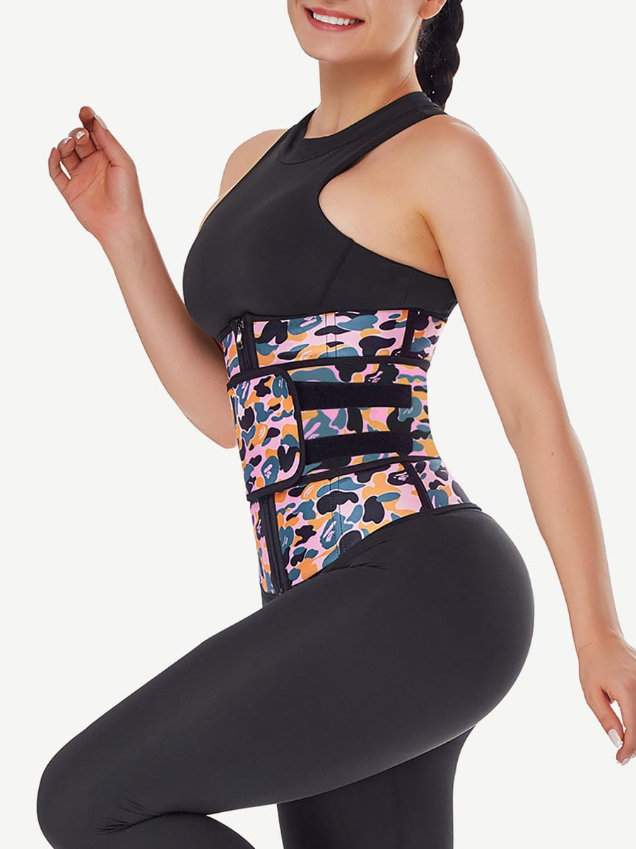 Camo Print Latex Waist Trainer with Adjustable Sling-Belt