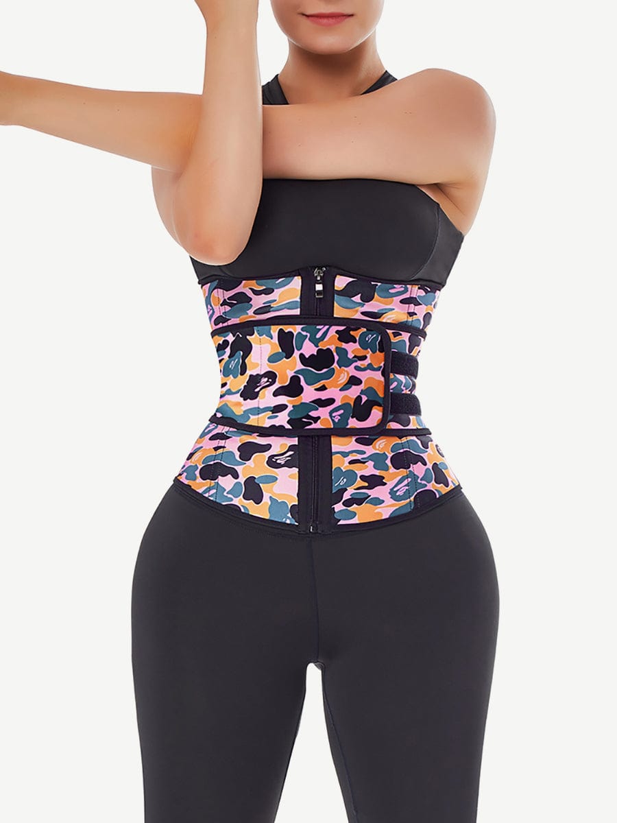 Camo Print Latex Waist Trainer with Adjustable Sling-Belt