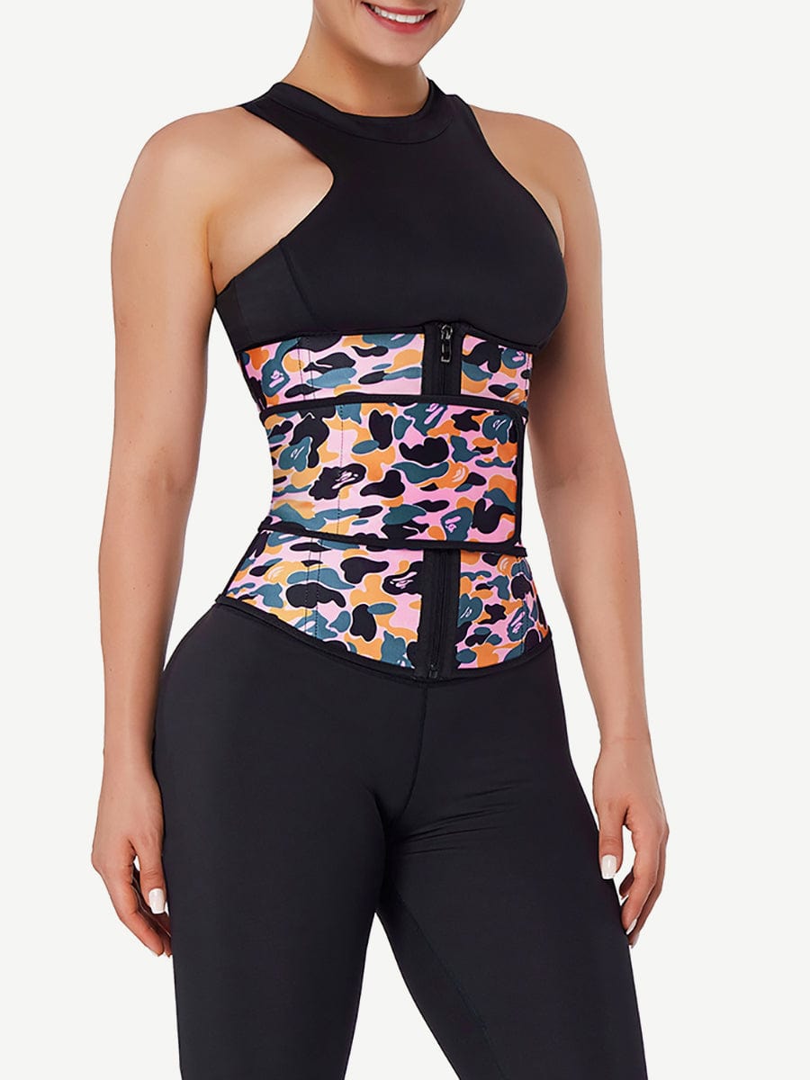 Camo Print Latex Waist Trainer with Adjustable Sling-Belt