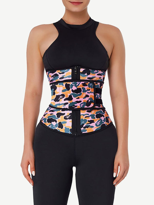 Camo Print Latex Waist Trainer with Adjustable Sling-Belt