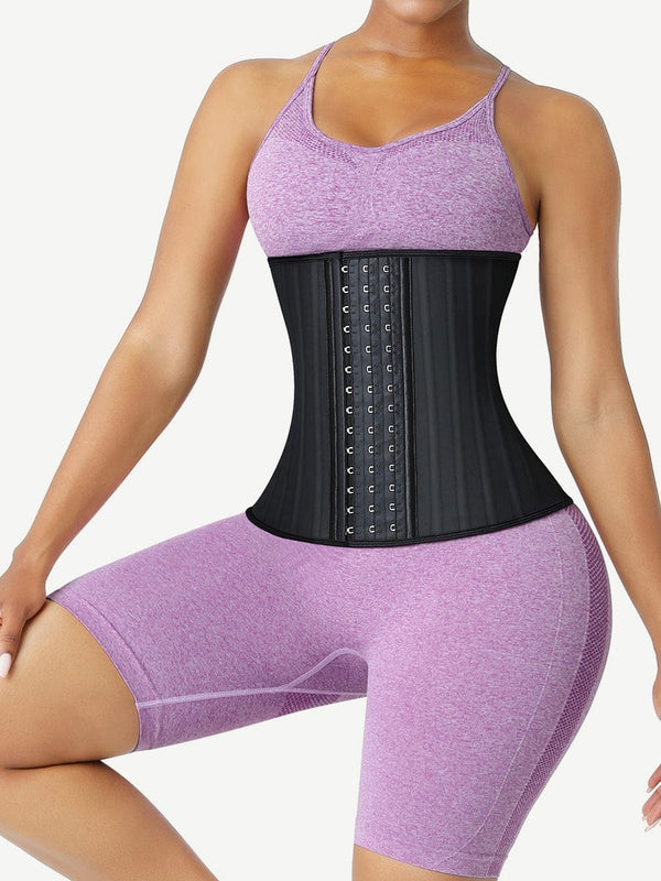 Sculpting Black Latex Waist Trainer with 25 Steel Bones