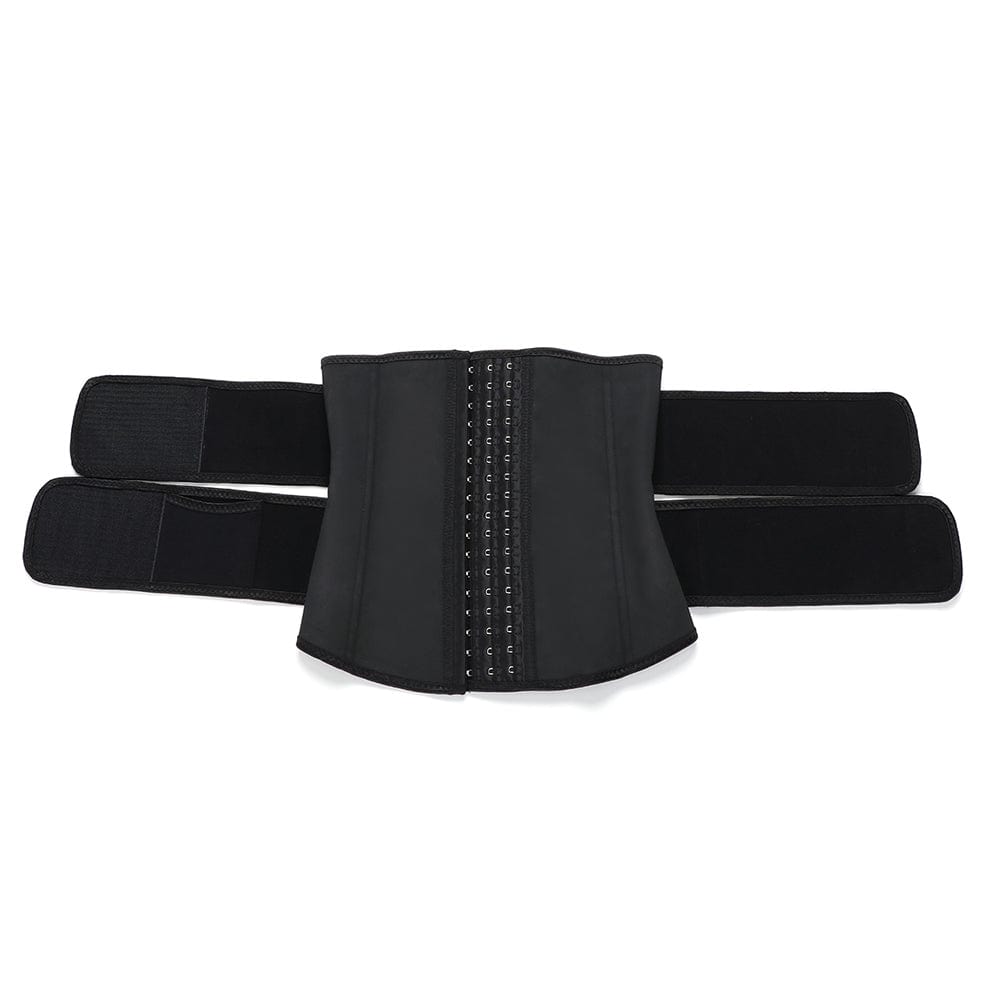 Sleek Black Plus Size Latex Waist Trainer with 7 Steel Bones