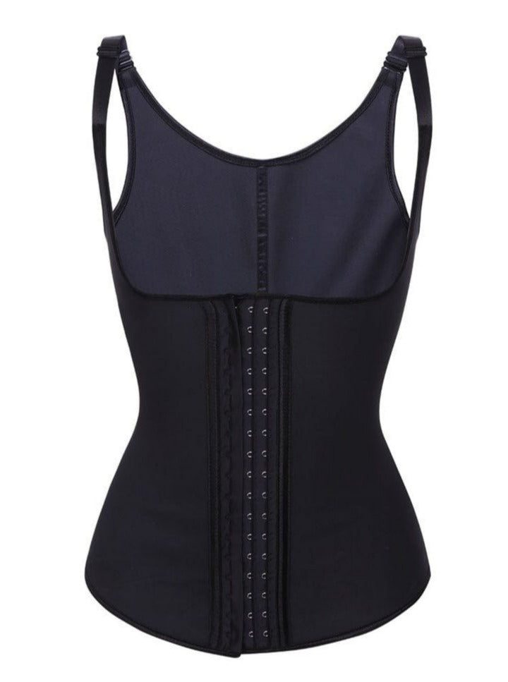 Sculpt Your Silhouette: Black Latex Waist Cincher with Steel Boning