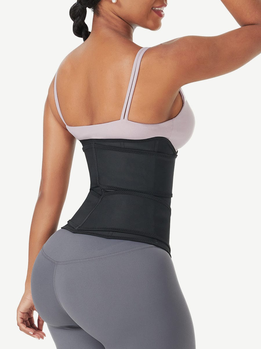 Ultimate Black Latex Waist Trainer with Double Belt Control
