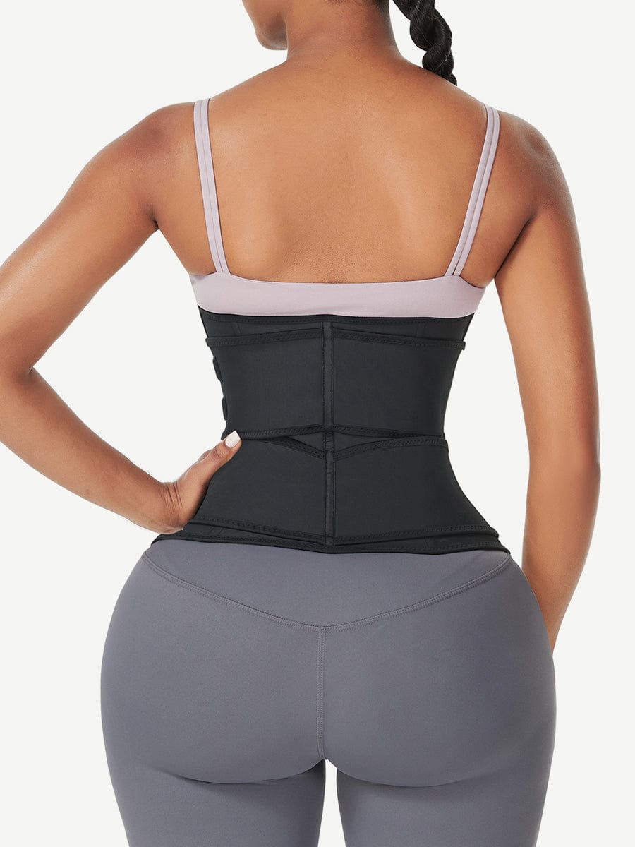 Ultimate Black Latex Waist Trainer with Double Belt Control
