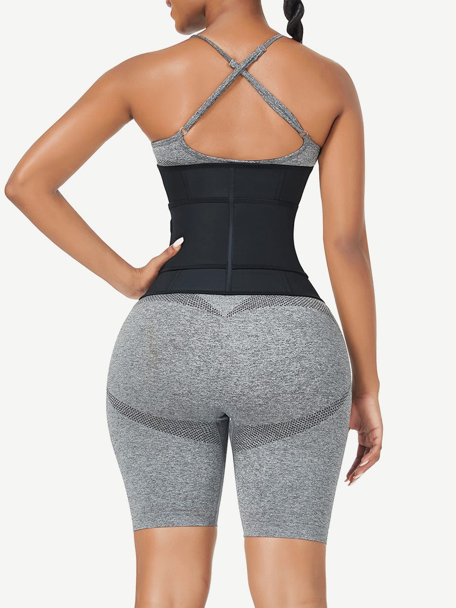 Ultimate Black Bust Support Latex Waist Trainer with Belt - Firm Control