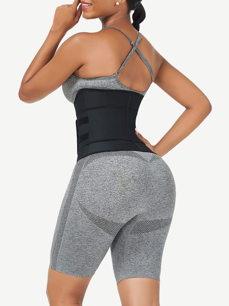Ultimate Black Bust Support Latex Waist Trainer with Belt - Firm Control