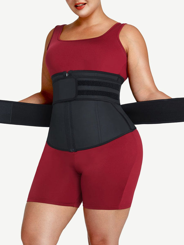 Curve-Transforming Latex Waist Cincher with Zipper & Adjustable Belt