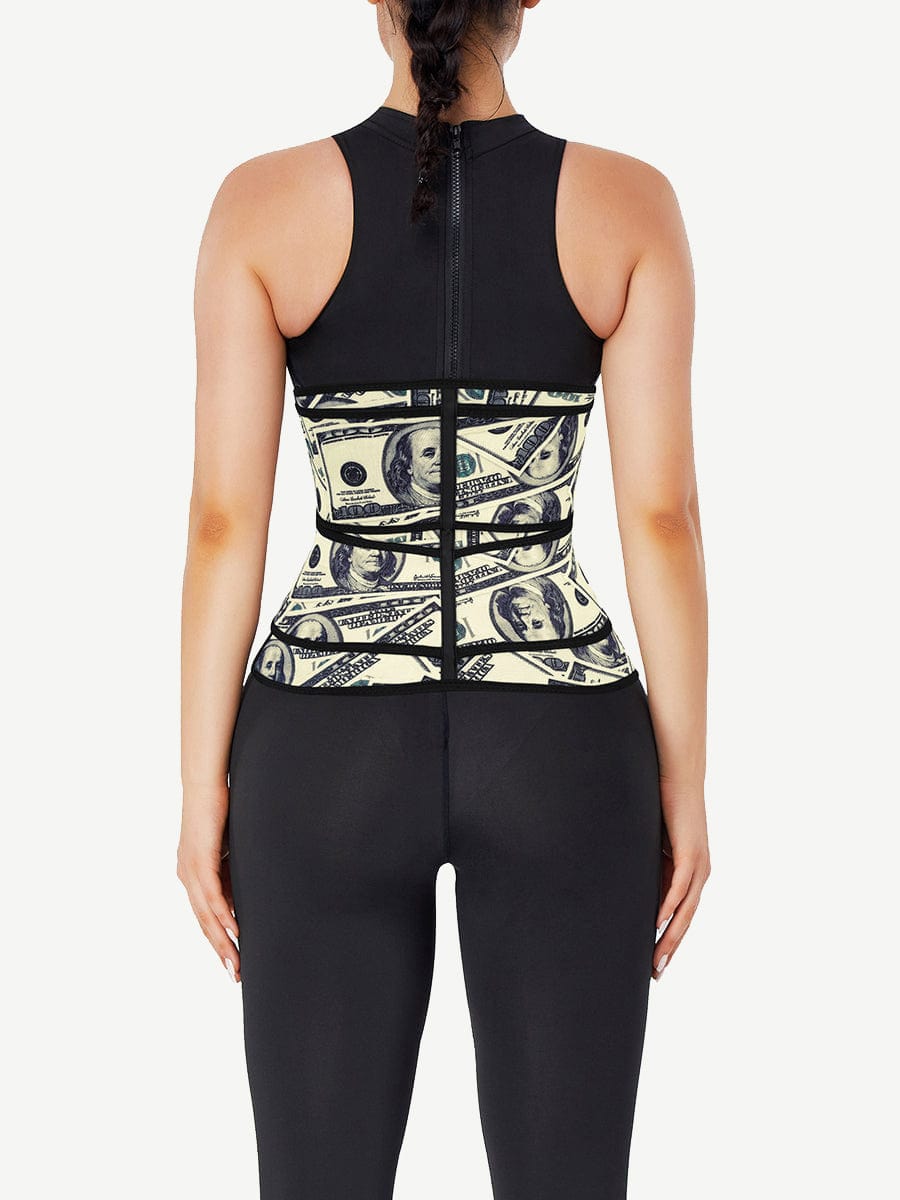 Double-Belt Latex Waist Trainer with Dollar Print