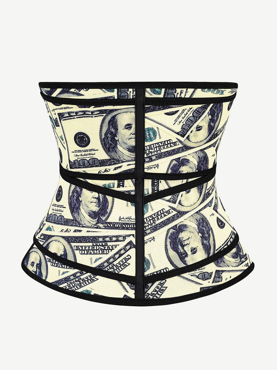 Double-Belt Latex Waist Trainer with Dollar Print