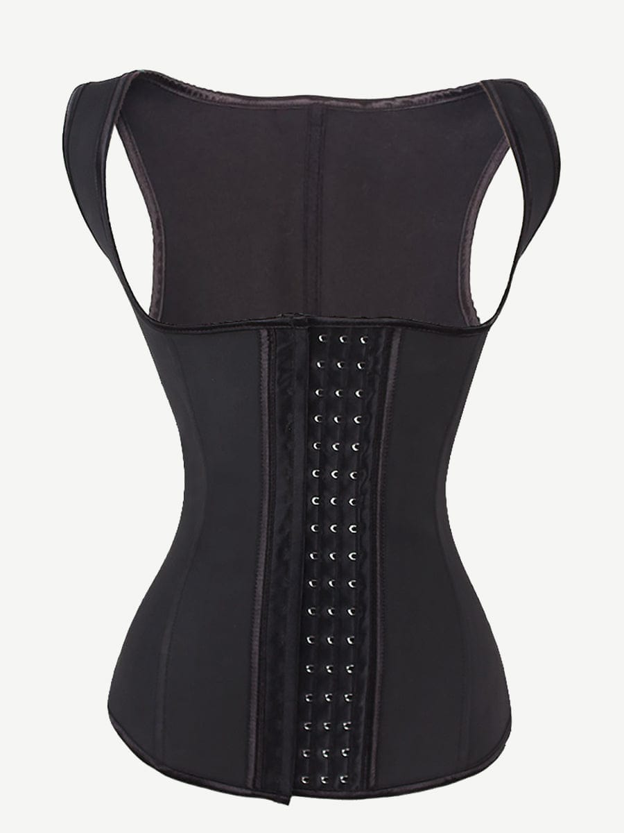 Plus Size Black Latex Waist Cincher Vest - Ultimate Body Shaper