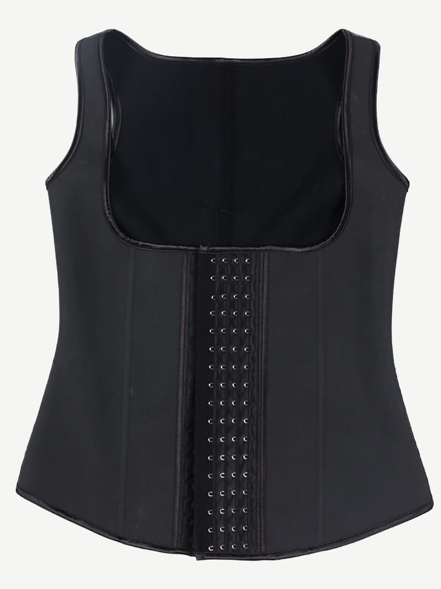 Plus Size Black Latex Waist Cincher Vest - Ultimate Body Shaper