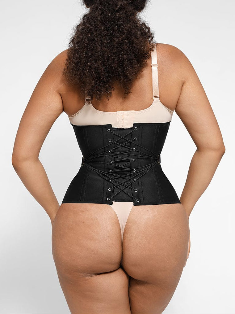 U-Shaped Latex Waist Trainer with Steel Bones & Fan Lacing