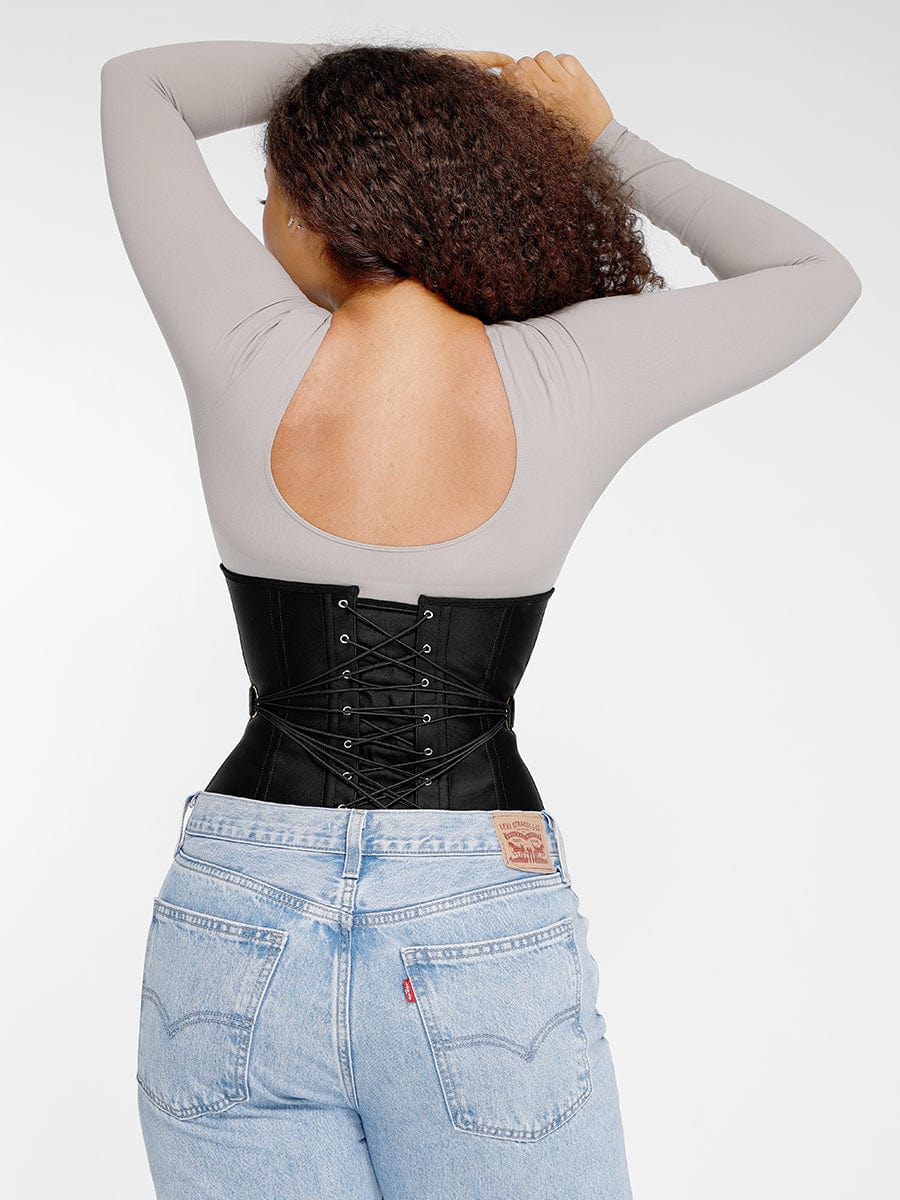 U-Shaped Latex Waist Trainer with Steel Bones & Fan Lacing