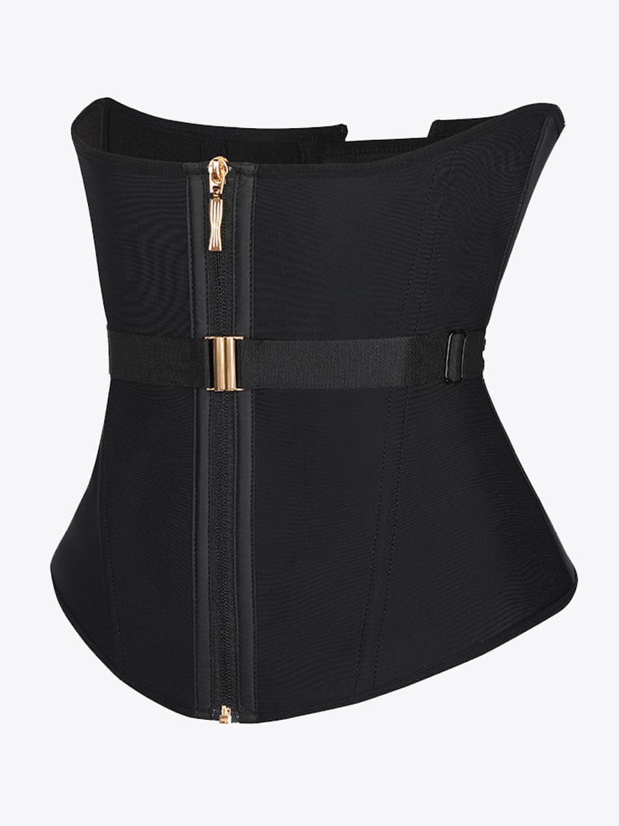 U-Shaped Latex Waist Trainer with Steel Bones & Fan Lacing