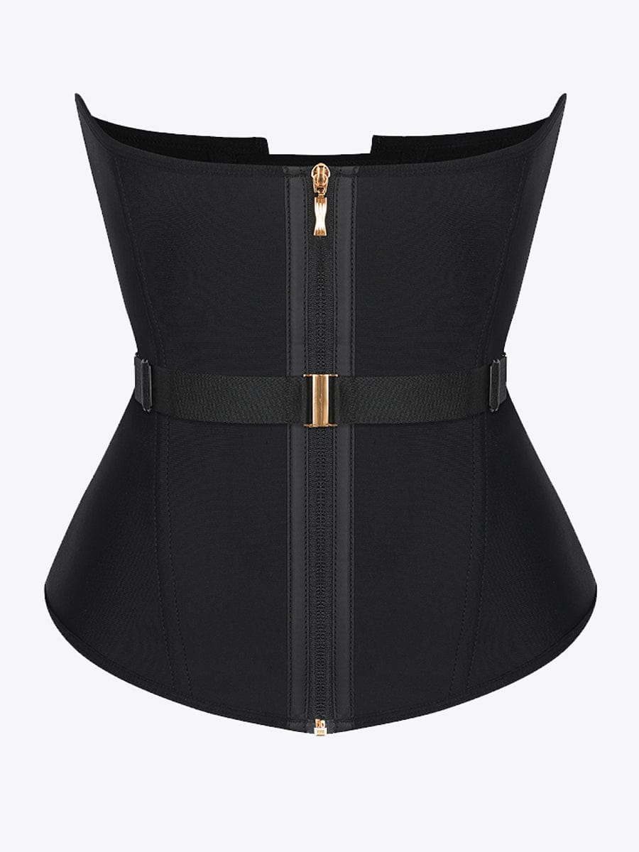 U-Shaped Latex Waist Trainer with Steel Bones & Fan Lacing