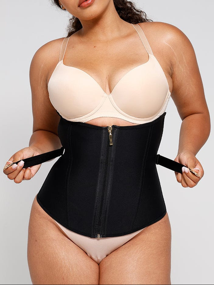 U-Shaped Latex Waist Trainer with Steel Bones & Fan Lacing