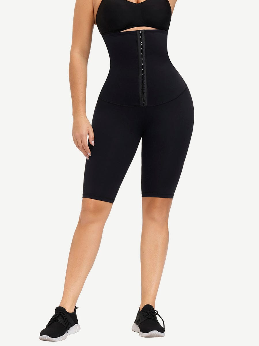 Dark Blue Midi-Length Butt Lifter with Anti-Slip Waist
