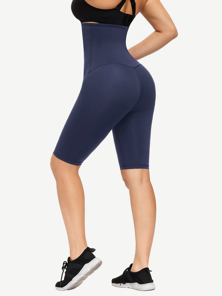 Dark Blue Midi-Length Butt Lifter with Anti-Slip Waist