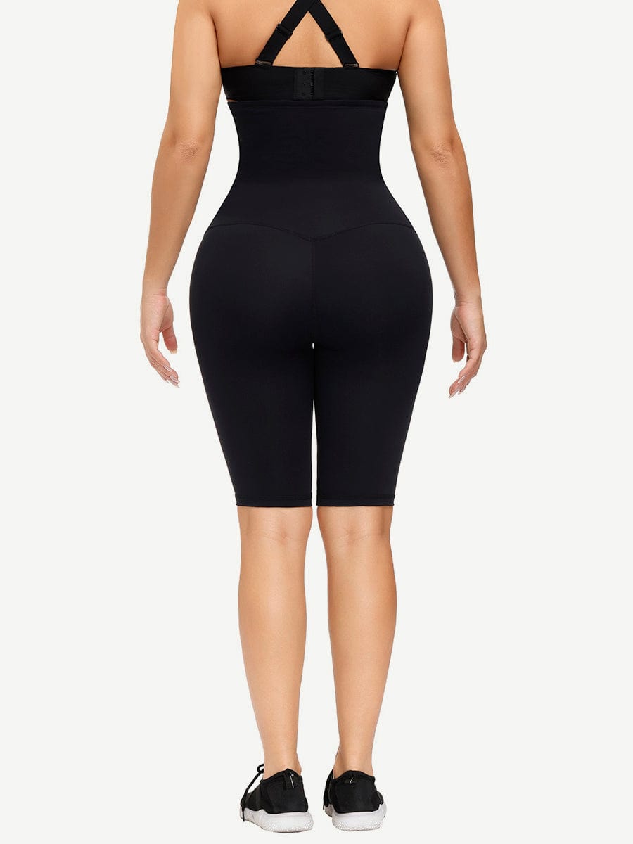 Dark Blue Midi-Length Butt Lifter with Anti-Slip Waist