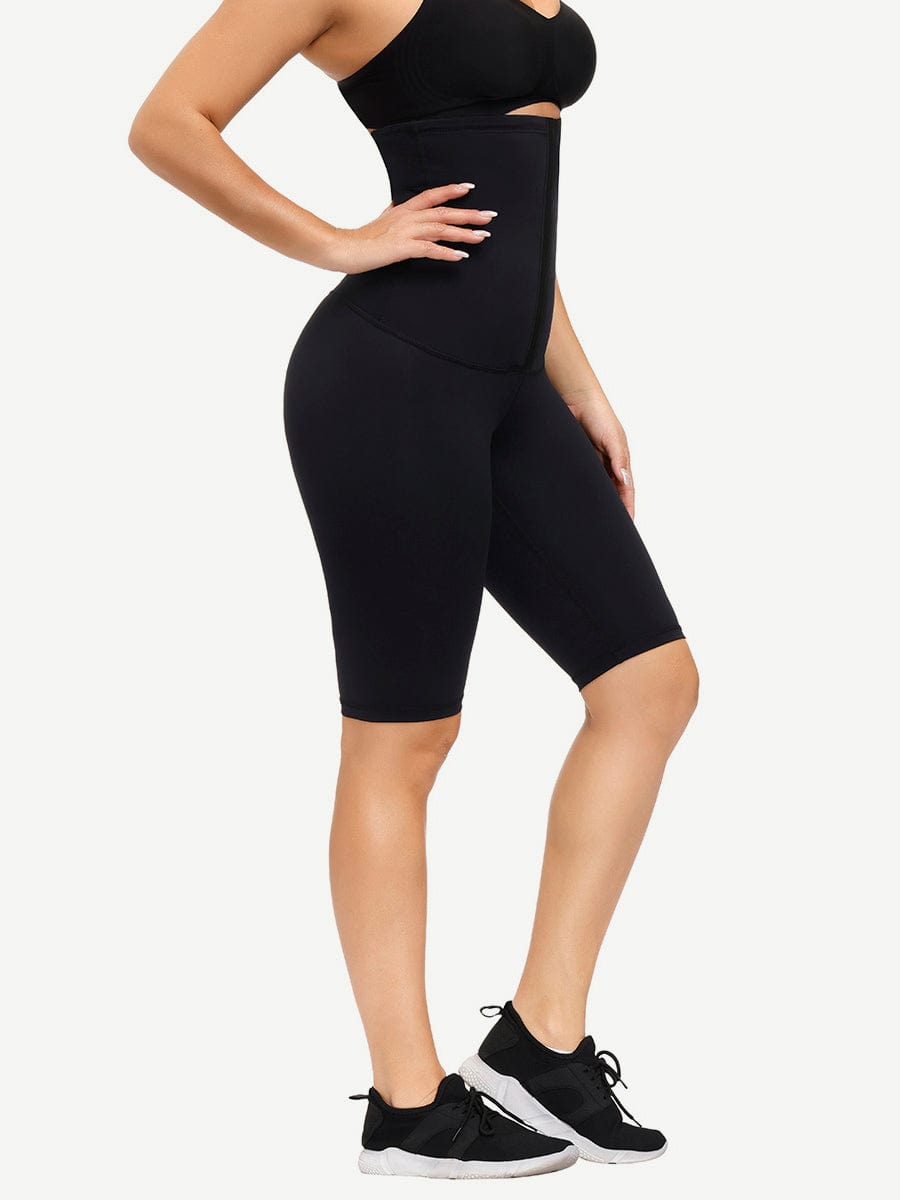 Dark Blue Midi-Length Butt Lifter with Anti-Slip Waist