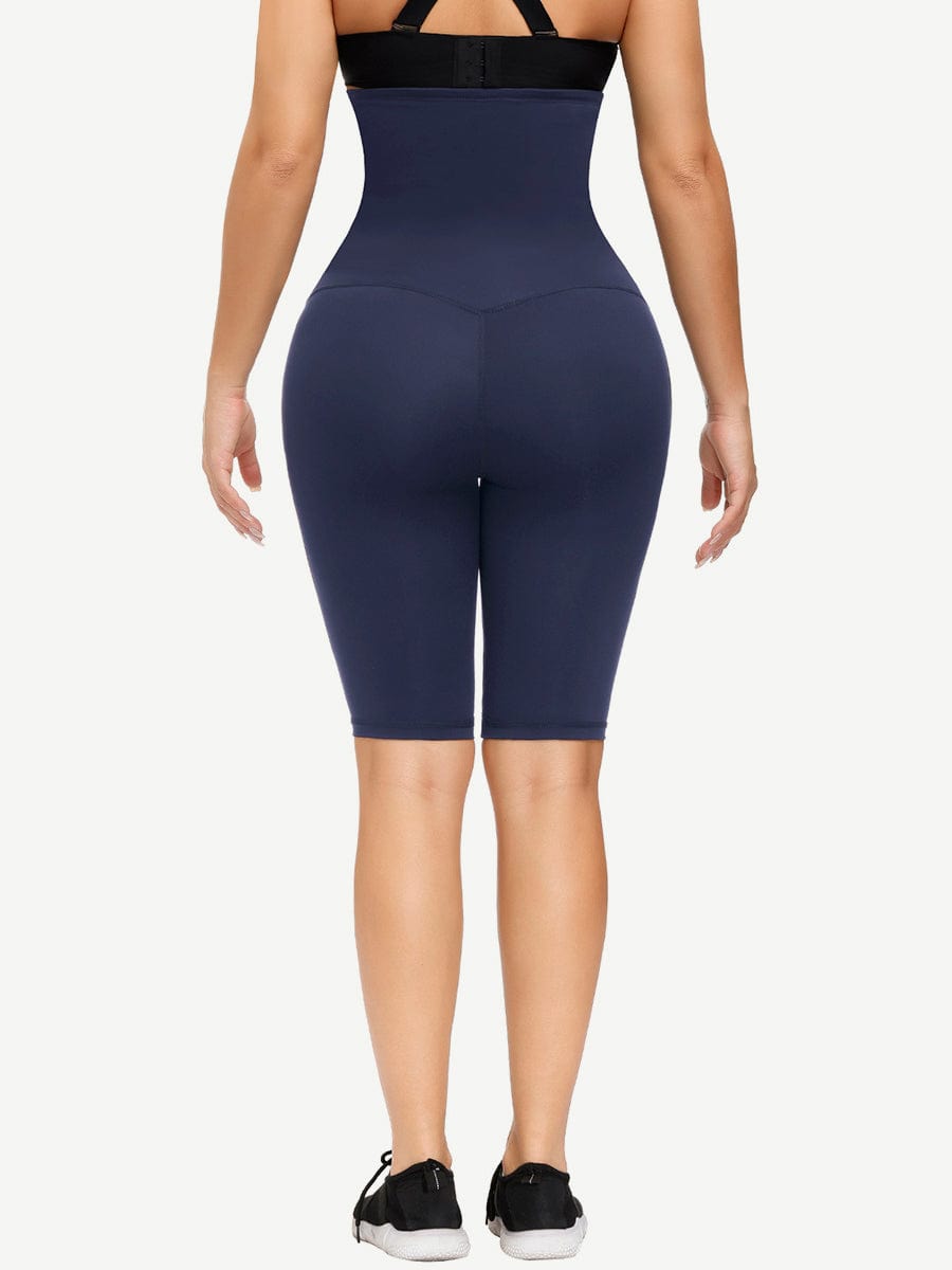 Dark Blue Midi-Length Butt Lifter with Anti-Slip Waist