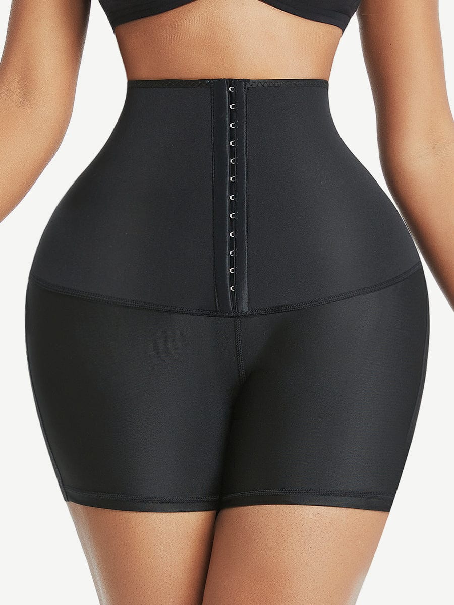 Blue Neoprene Cellulite-Reducing Shorts with Hook & Eye Closure