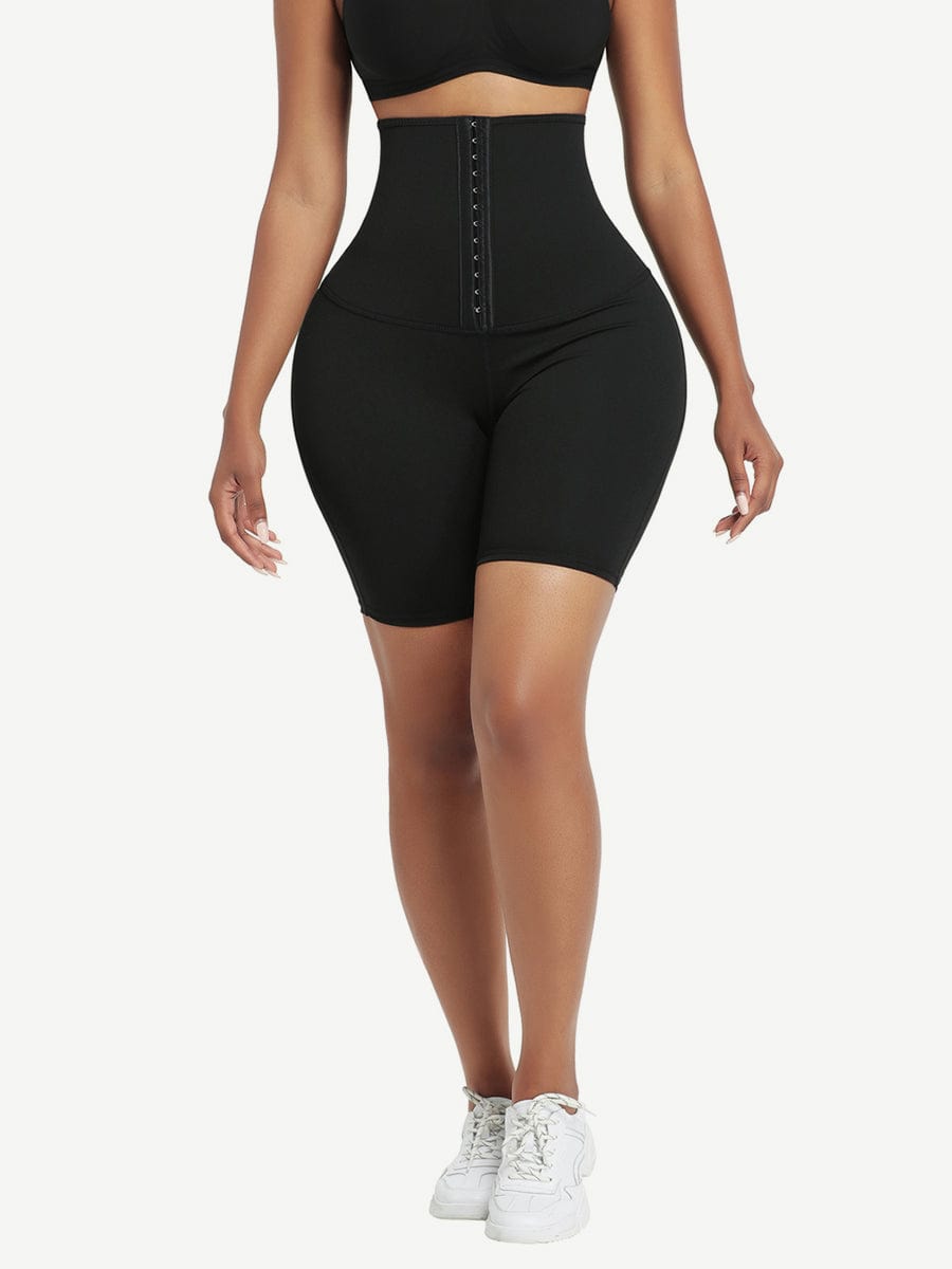 Dark Blue Neoprene Waist Trainer Shorts - High Rise & Sculpting Fit