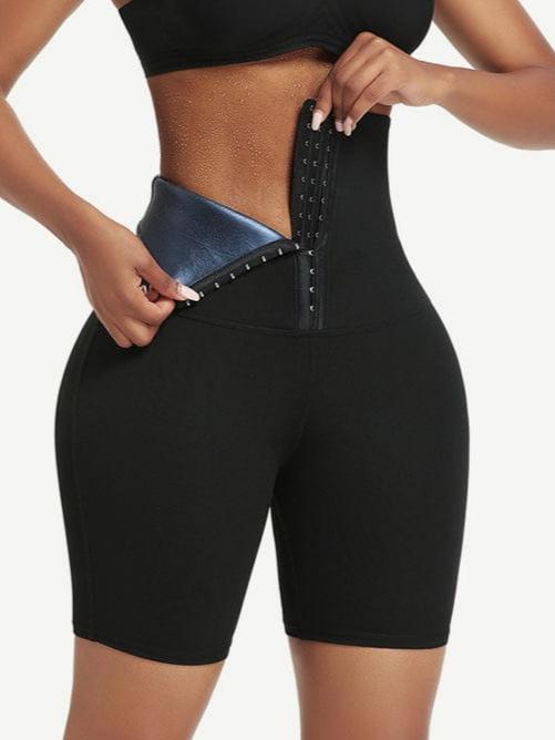 Dark Blue Neoprene Waist Trainer Shorts - High Rise & Sculpting Fit