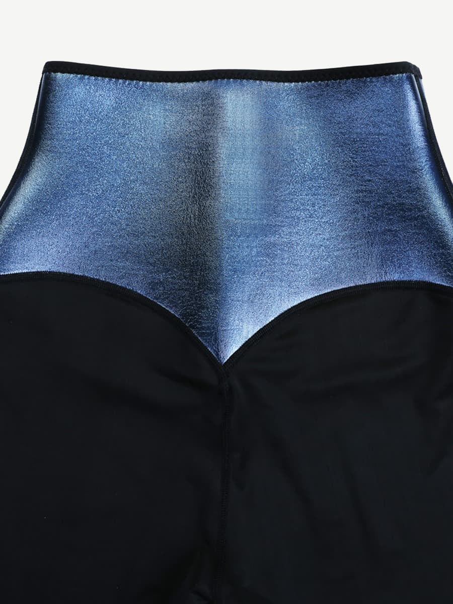 Sculpting High-Rise Neoprene Leggings with Adjustable Hooks - Dark Blue