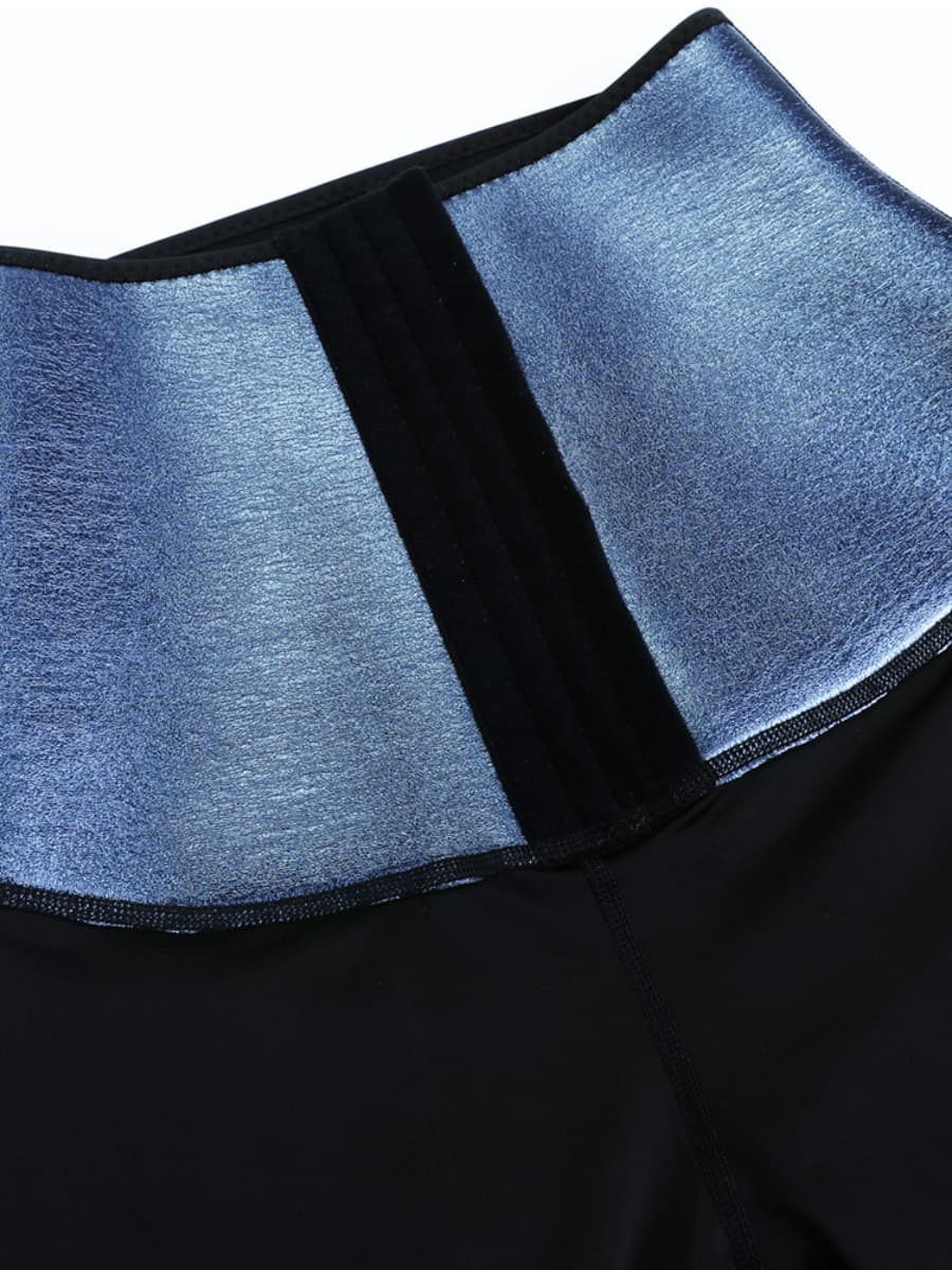 Sculpting High-Rise Neoprene Leggings with Adjustable Hooks - Dark Blue