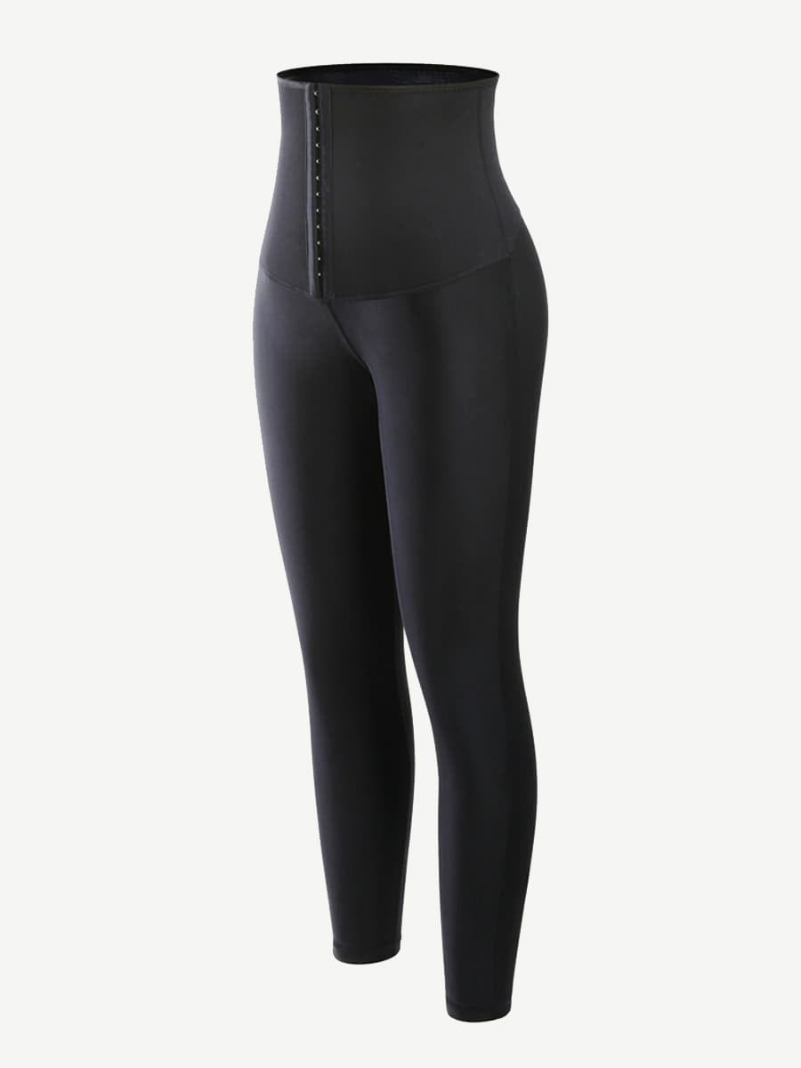 Sculpting High-Rise Neoprene Leggings with Adjustable Hooks - Dark Blue
