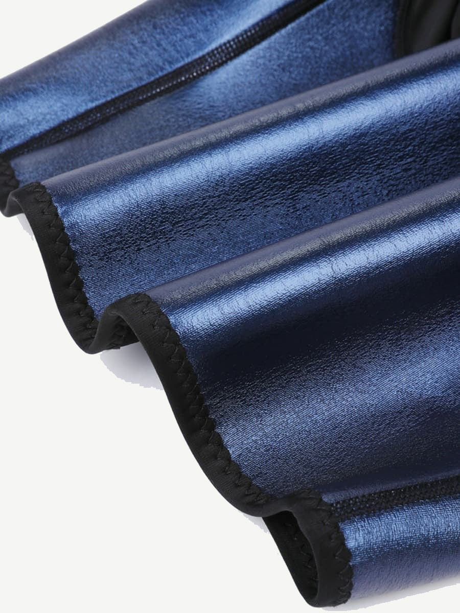 Sculpting High-Rise Neoprene Leggings with Adjustable Hooks - Dark Blue
