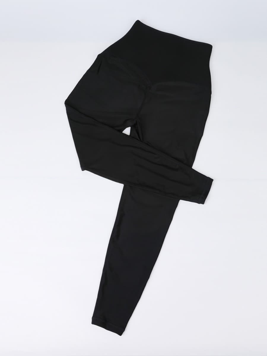 Sculpting High-Rise Neoprene Leggings with Adjustable Hooks - Dark Blue
