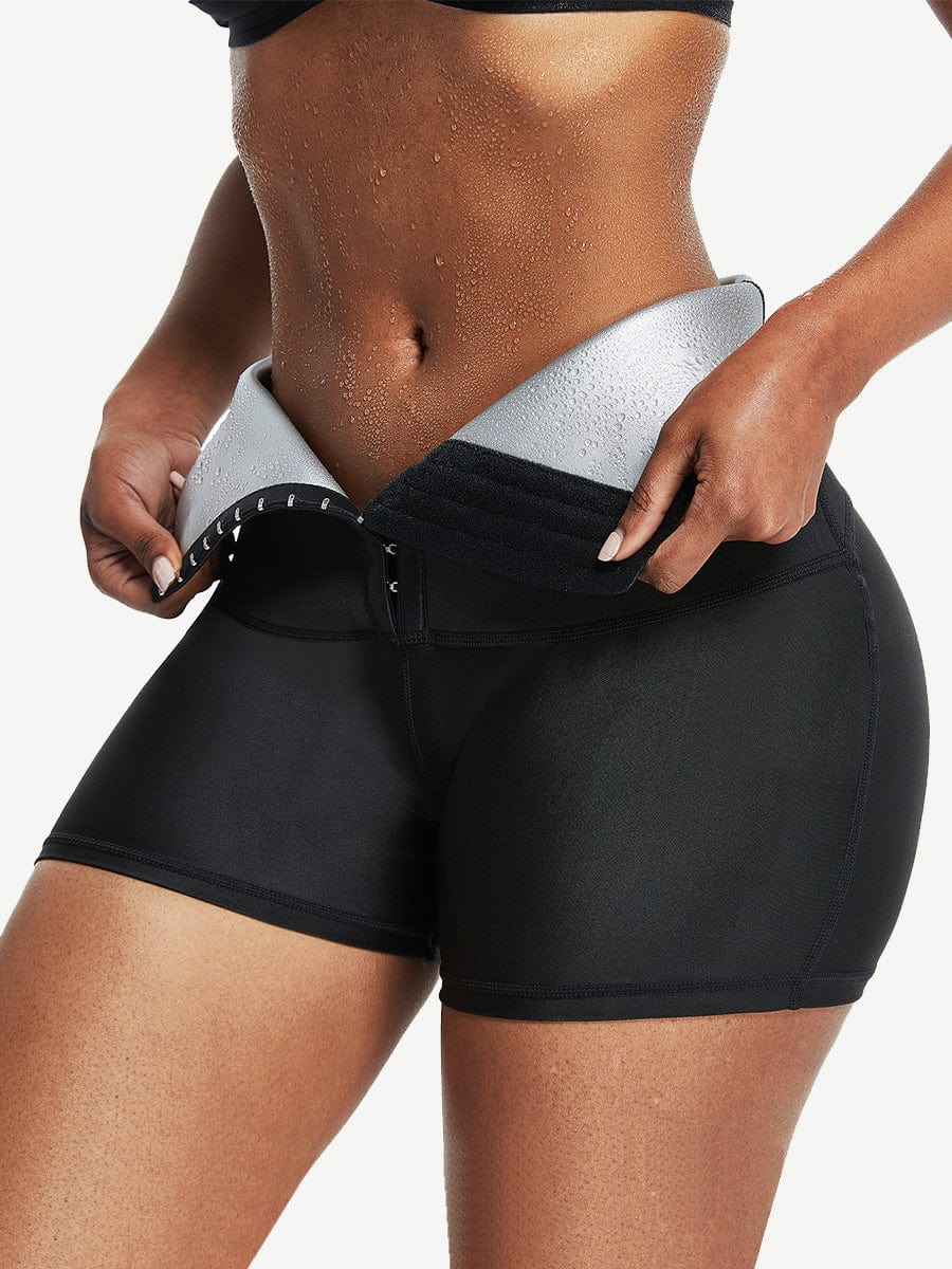 Blue Neoprene Cellulite-Reducing Shorts with Hook & Eye Closure