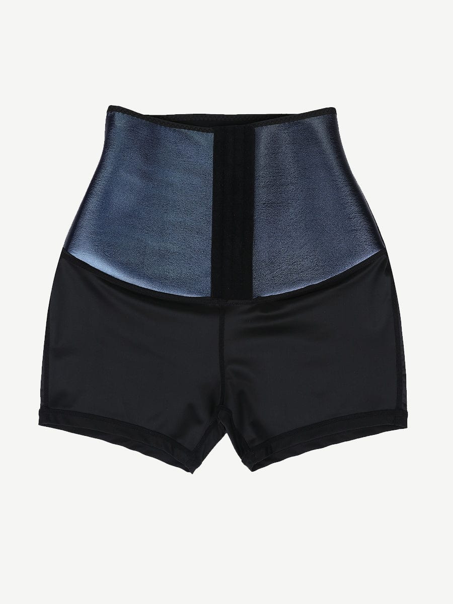 Blue Neoprene Cellulite-Reducing Shorts with Hook & Eye Closure