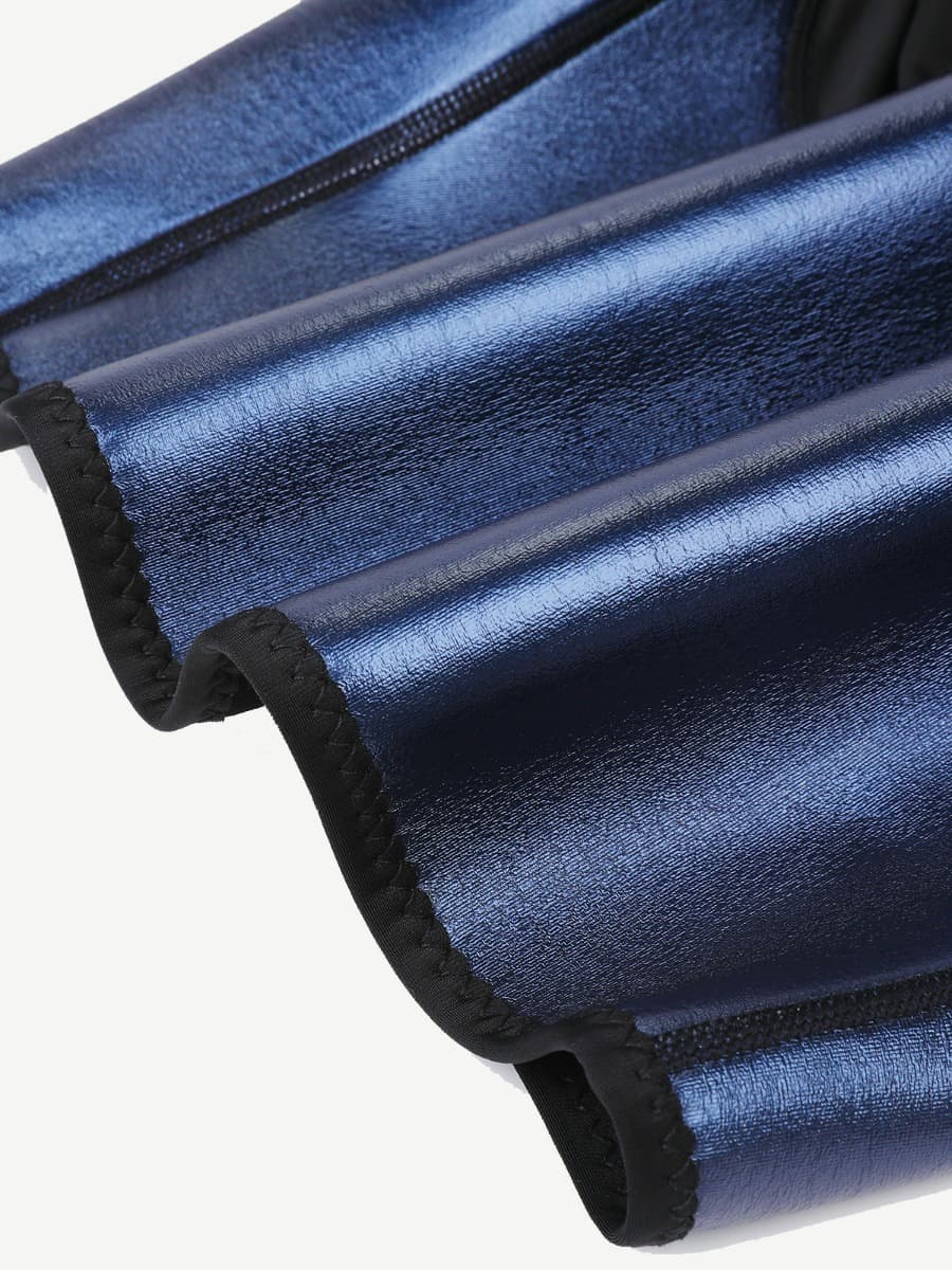 Blue Neoprene Cellulite-Reducing Shorts with Hook & Eye Closure