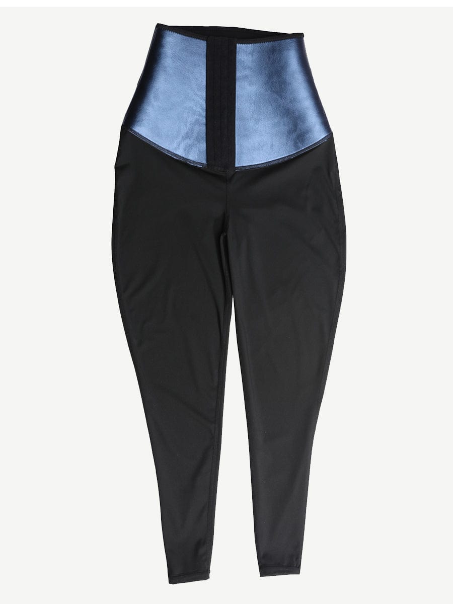 Dark Blue Neoprene Butt-Lifting Leggings with Wide Waistband