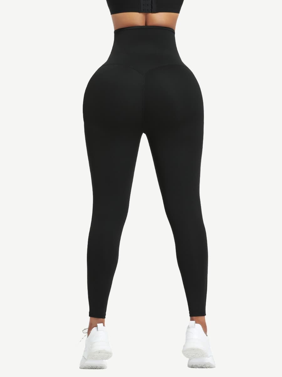 Dark Blue Neoprene Butt-Lifting Leggings with Wide Waistband