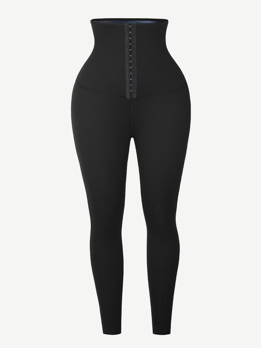 Dark Blue Neoprene Butt-Lifting Leggings with Wide Waistband