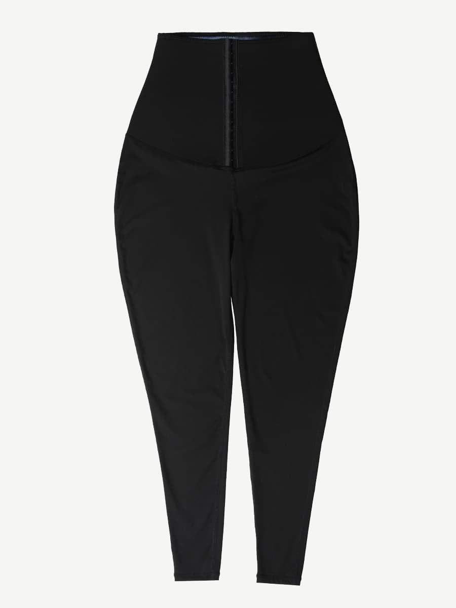 Dark Blue Neoprene Butt-Lifting Leggings with Wide Waistband