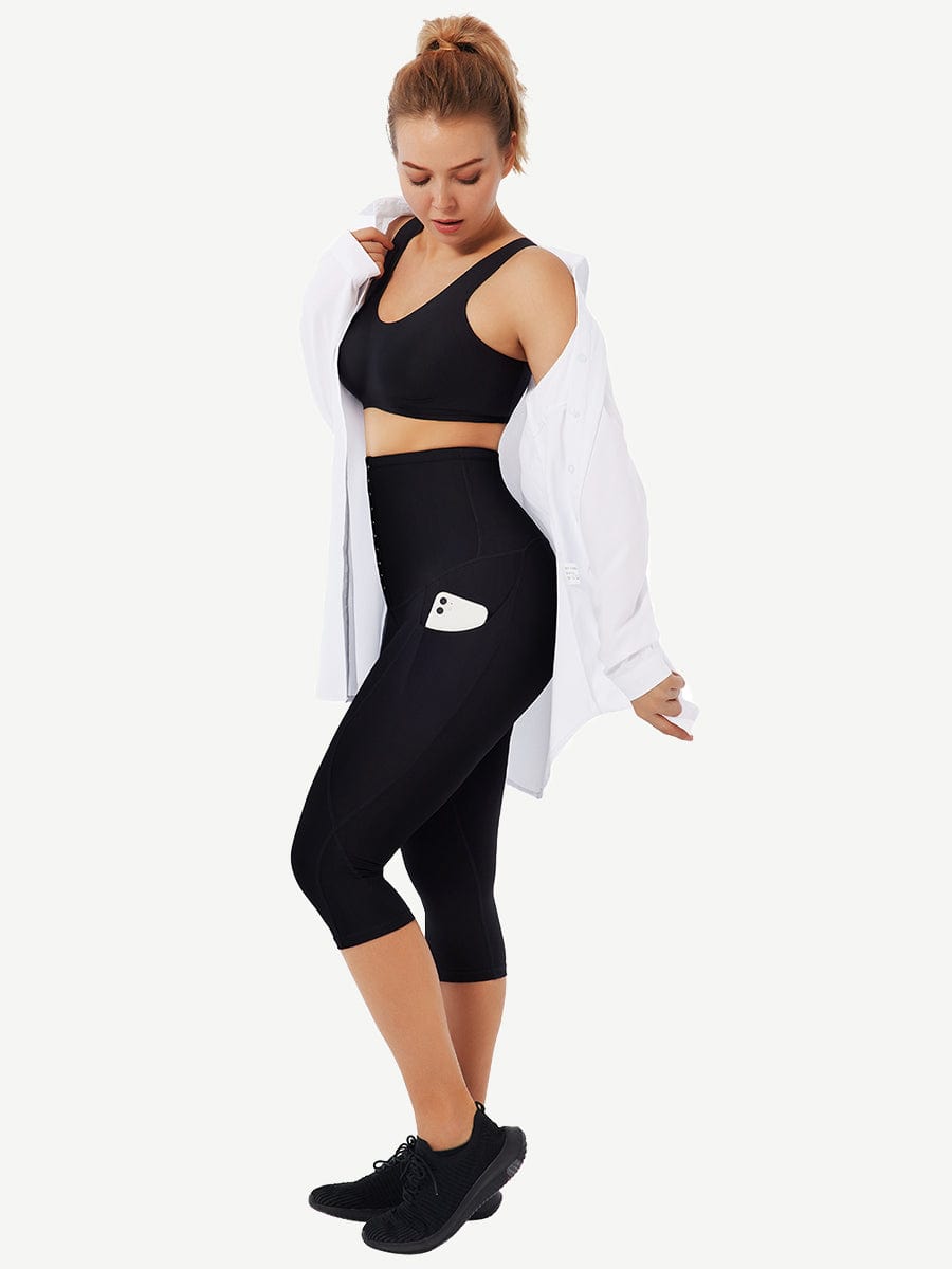 Mid-Rise Double-Layer Cropped Trousers With Pockets